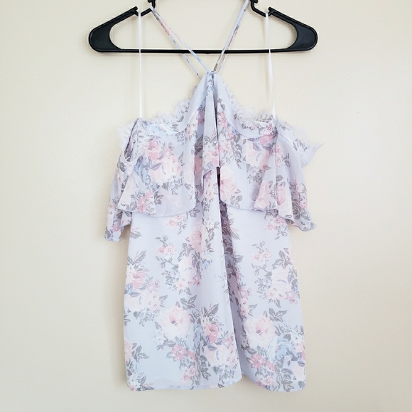 Wayf Cold Shoulder Floral Top Blouse - Picture 1 of 5